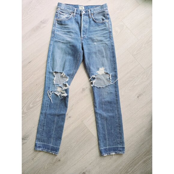 Citizens of Humanity Charlotte Straight Distressed High Rise Jeans Button Fly 24 - Picture 2 of 16